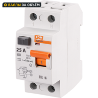 УЗО Tdm Electric ВД1-63 2P 25 A 100 мА 4.5 кА AC SQ0203-0005